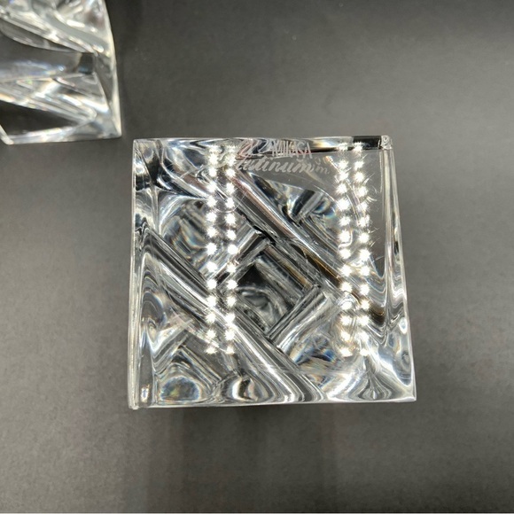 Pair Of Mikasa Platinum Prism Crystal Candleholder 5-3/8"H - Picture 8 of 8